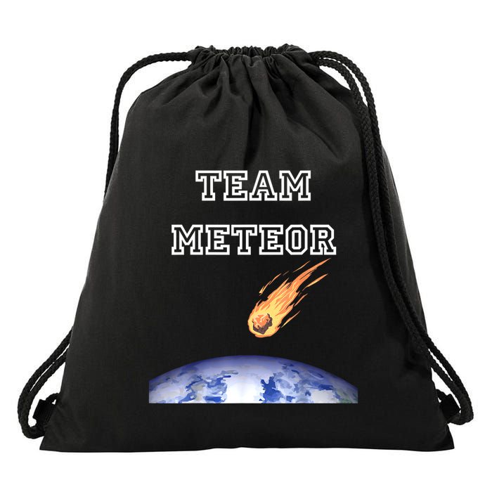 Team Meteor Crashing Into Planet Drawstring Bag