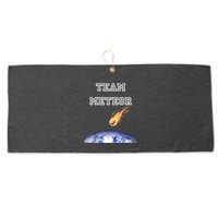 Team Meteor Crashing Into Planet Large Microfiber Waffle Golf Towel