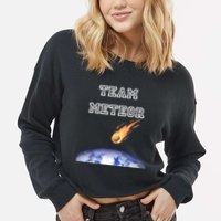 Team Meteor Crashing Into Planet Cropped Pullover Crew