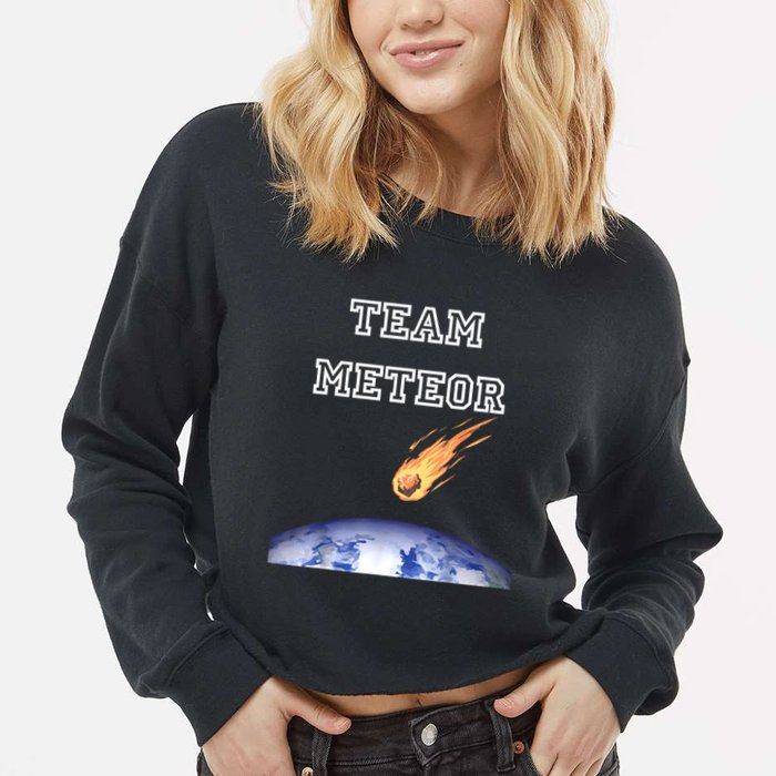 Team Meteor Crashing Into Planet Cropped Pullover Crew