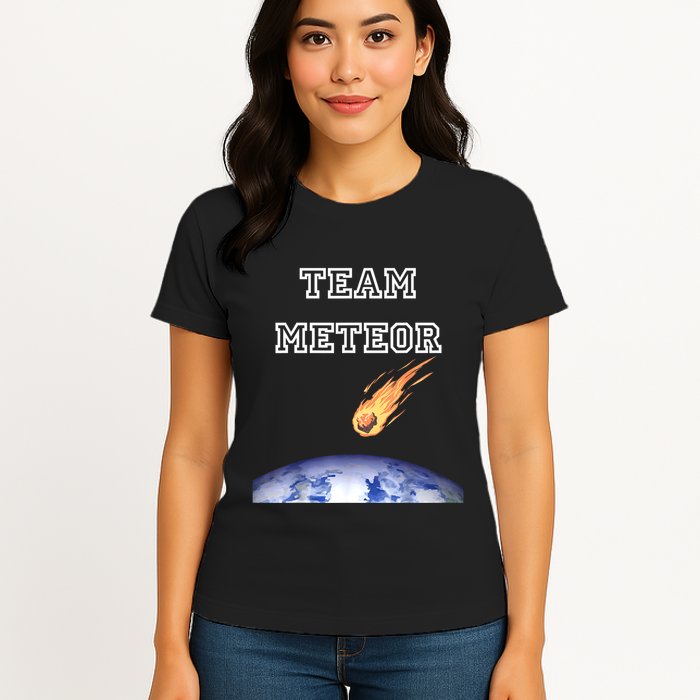 Team Meteor Crashing Into Planet Womens T-Shirt