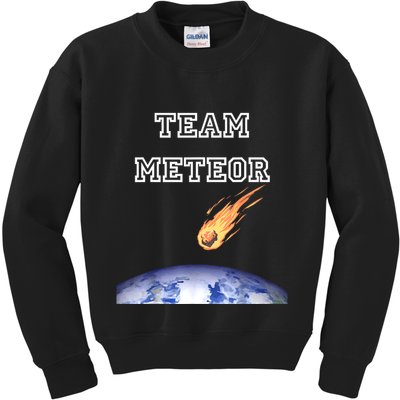 Team Meteor Crashing Into Planet Kids Sweatshirt