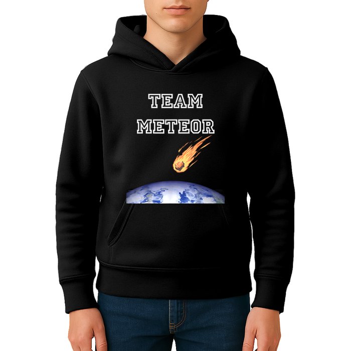 Team Meteor Crashing Into Planet Kids Hoodie