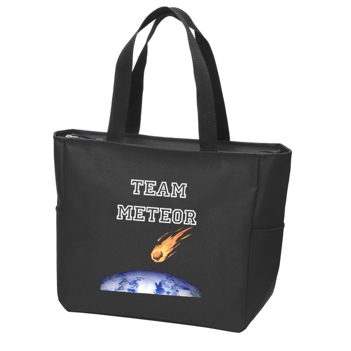 Team Meteor Crashing Into Planet Zip Tote Bag