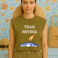 Team Meteor Crashing Into Planet Garment-Dyed Women's Muscle Tee