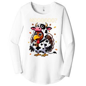 Turkey Moo Cow Thanksgiving Shirts Women's Perfect Tri Tunic Long Sleeve Shirt