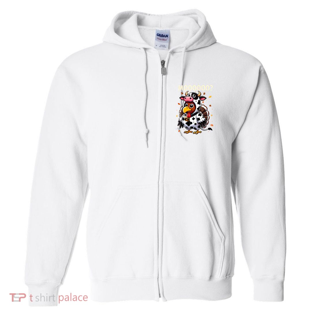 Turkey Moo Cow Thanksgiving Shirts Full Zip Hoodie