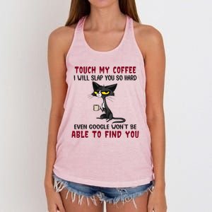 Touch My Coffee I Will Slap You So Hard Grumpy Cat Women's Knotted Racerback Tank