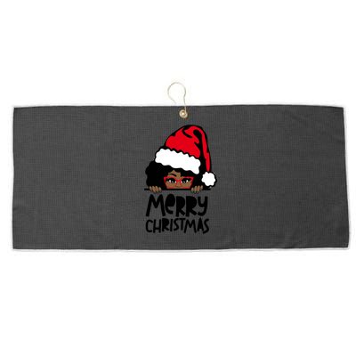 That Melanin Christmas Mrs Claus Santa Black Peeking Claus Cute Gift Large Microfiber Waffle Golf Towel