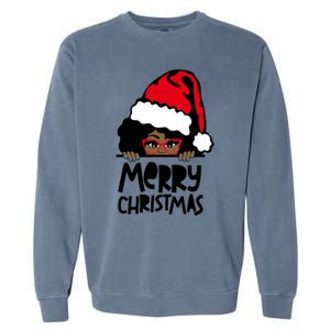 That Melanin Christmas Mrs Claus Santa Black Peeking Claus Cute Gift Garment-Dyed Sweatshirt