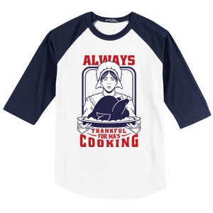 Thankful Mom Cooking Food Meaningful Gift Baseball Sleeve Shirt