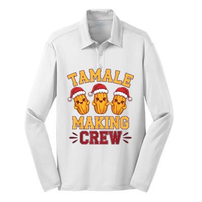 Tamale Making Crew Tamale Season Funny Mexican Christmas Silk Touch Performance Long Sleeve Polo