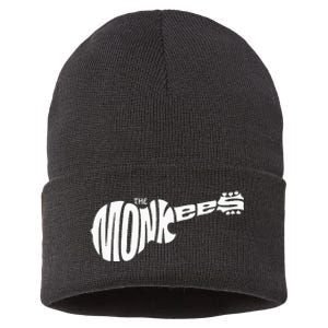 The Monkees Classic White Guitar Logo Black Sustainable Knit Beanie