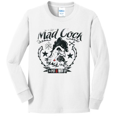 The Mad Cock Pot & Beer Kids Long Sleeve Shirt