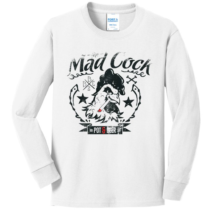 The Mad Cock Pot & Beer Kids Long Sleeve Shirt