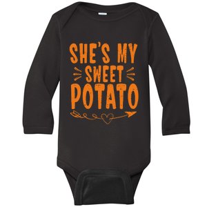 Thanksgiving Matching Couple SheS My Sweet Potato I Yam Gift Baby Long Sleeve Bodysuit