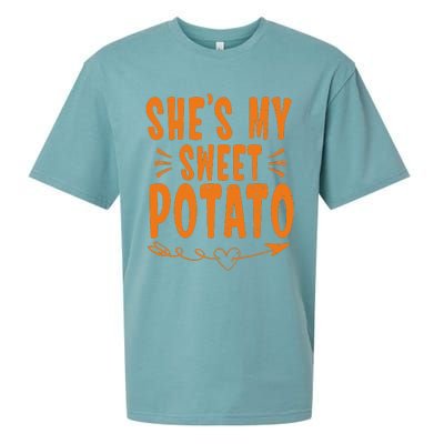 Thanksgiving Matching Couple SheS My Sweet Potato I Yam Gift Sueded Cloud Jersey T-Shirt