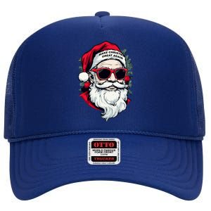 Trump Make Christmas Great Again Cool Santa Gift High Crown Mesh Back Trucker Hat