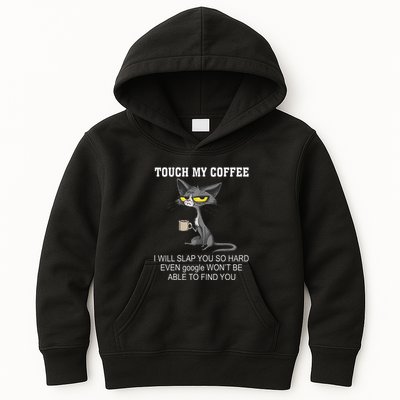 Touch My Coffee I Will Slap You So Hard Funny Cat Kids Hoodie
