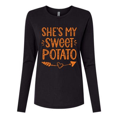 Thanksgiving Matching Couples SheS My Sweet Potato I Yam Womens Cotton Relaxed Long Sleeve T-Shirt