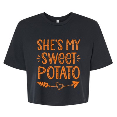 Thanksgiving Matching Couples SheS My Sweet Potato I Yam Bella+Canvas Jersey Crop Tee