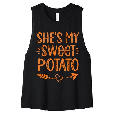 Thanksgiving Matching Couples SheS My Sweet Potato I Yam Women's Racerback Cropped Tank