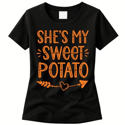 Thanksgiving Matching Couples SheS My Sweet Potato I Yam Womens T-Shirt