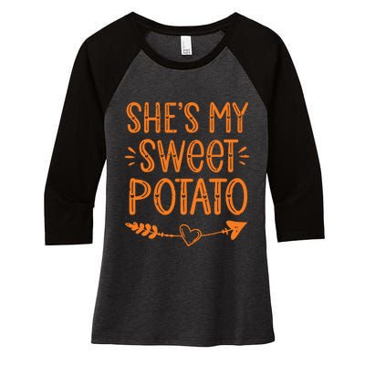 Thanksgiving Matching Couples SheS My Sweet Potato I Yam Women's Tri-Blend 3/4-Sleeve Raglan Shirt