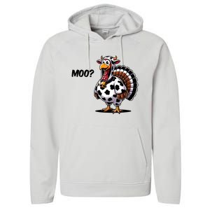 Turkey Moo Cow Funny Thanksgiving Performance Fleece Hoodie