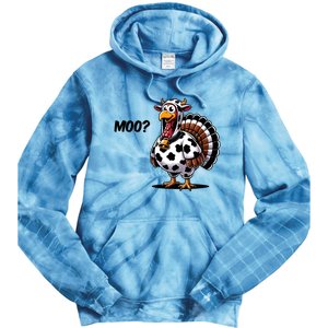 Turkey Moo Cow Funny Thanksgiving Tie Dye Hoodie