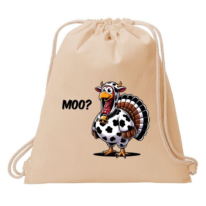 Turkey Moo Cow Funny Thanksgiving Drawstring Bag
