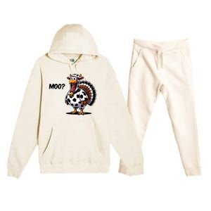 Turkey Moo Cow Funny Thanksgiving Premium Hooded Sweatsuit Set