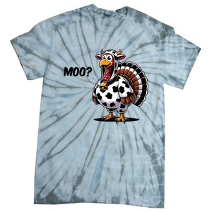 Turkey Moo Cow Funny Thanksgiving Tie-Dye T-Shirt