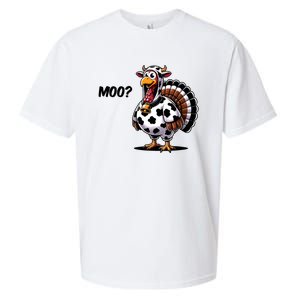 Turkey Moo Cow Funny Thanksgiving Sueded Cloud Jersey T-Shirt