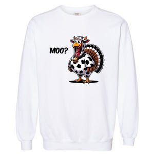 Turkey Moo Cow Funny Thanksgiving Garment-Dyed Sweatshirt