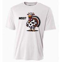 Turkey Moo Cow Funny Thanksgiving Cooling Performance Crew T-Shirt