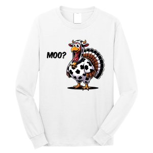 Turkey Moo Cow Funny Thanksgiving Long Sleeve Shirt