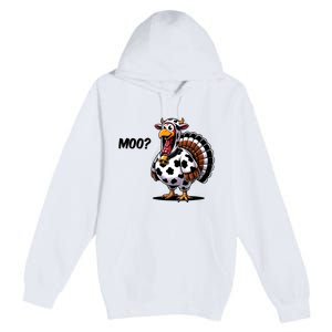 Turkey Moo Cow Funny Thanksgiving Premium Pullover Hoodie