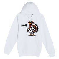 Turkey Moo Cow Funny Thanksgiving Premium Pullover Hoodie