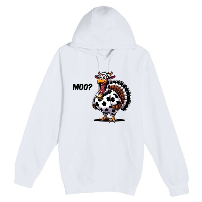 Turkey Moo Cow Funny Thanksgiving Premium Pullover Hoodie