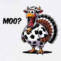 Turkey Moo Cow Funny Thanksgiving Cooling Performance Long Sleeve Crew