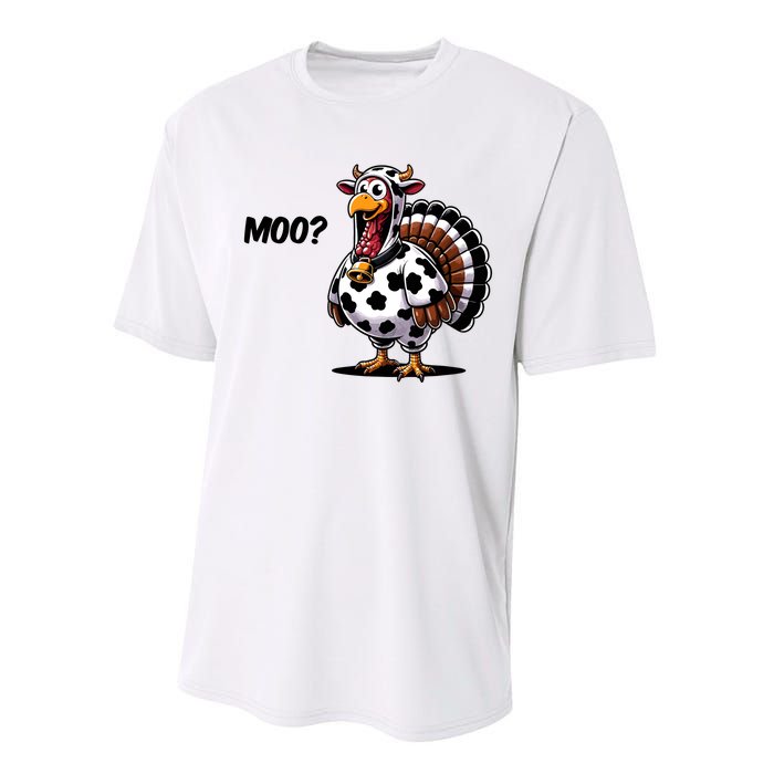 Turkey Moo Cow Funny Thanksgiving Performance Sprint T-Shirt