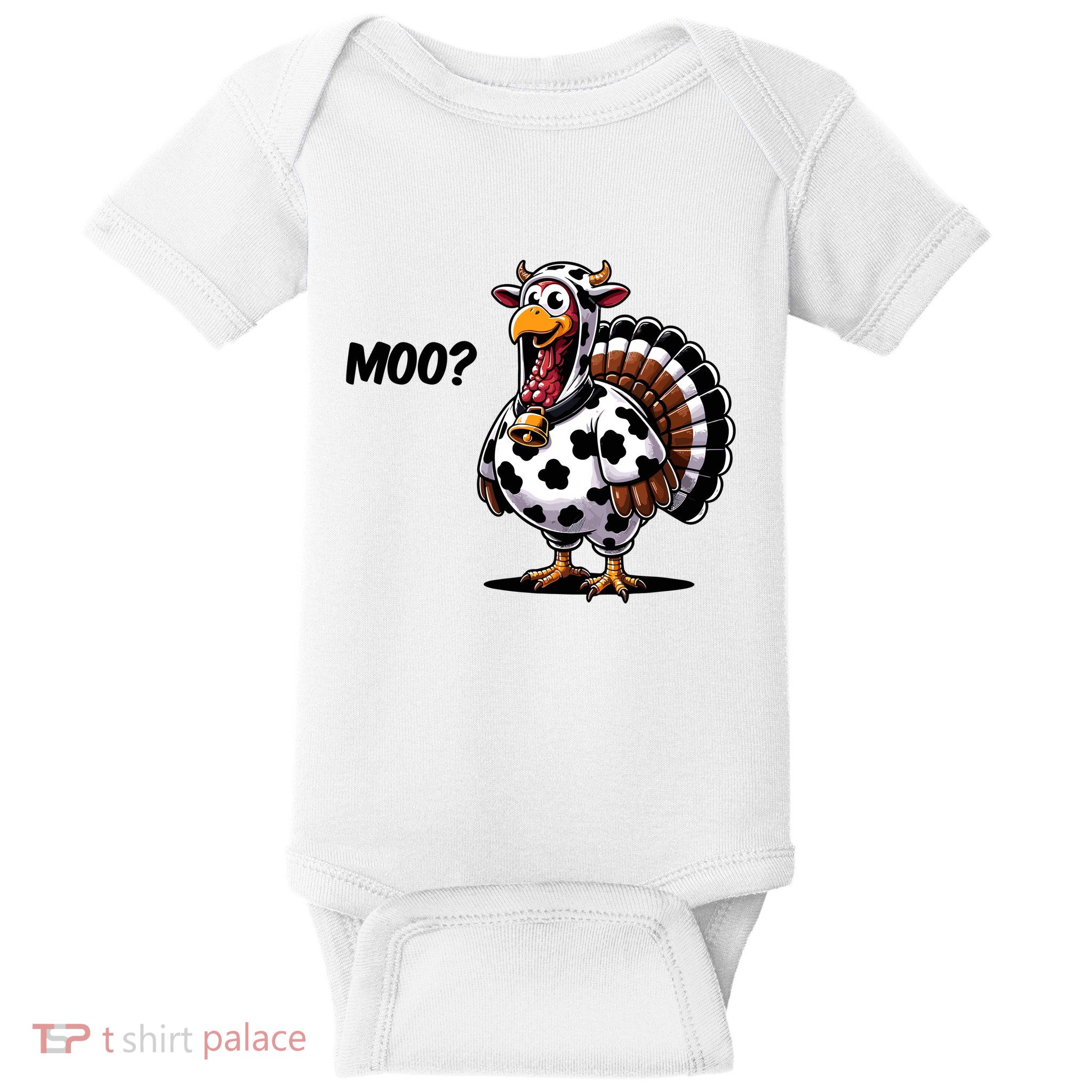Turkey Moo Cow Funny Thanksgiving Baby Bodysuit