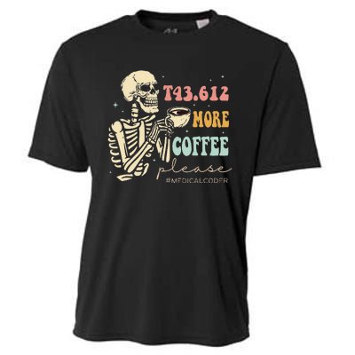 T43.612 More Coffee Please Medical Coder Skeleton Halloween Cooling Performance Crew T-Shirt