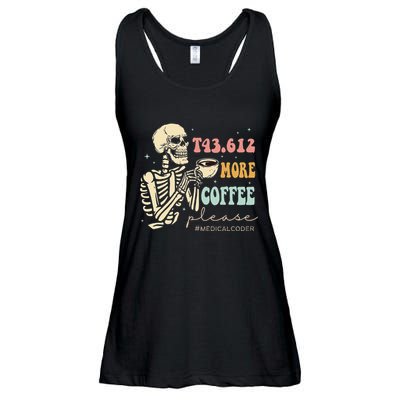 T43.612 More Coffee Please Medical Coder Skeleton Halloween Ladies Essential Flowy Tank
