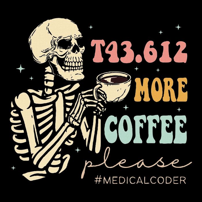 T43.612 More Coffee Please Medical Coder Skeleton Halloween 16 in Basic Backpack