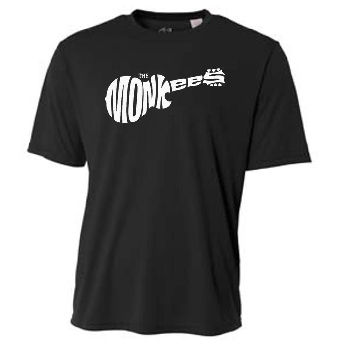 The M.O.N.K.E.E.S Classic White Guitar Logo Black Cooling Performance Crew T-Shirt