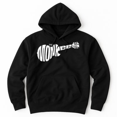 The M.O.N.K.E.E.S Classic White Guitar Logo Black Hoodie