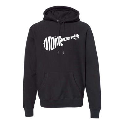 The M.O.N.K.E.E.S Classic White Guitar Logo Black Premium Hoodie