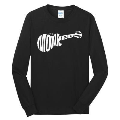 The M.O.N.K.E.E.S Classic White Guitar Logo Black Tall Long Sleeve T-Shirt